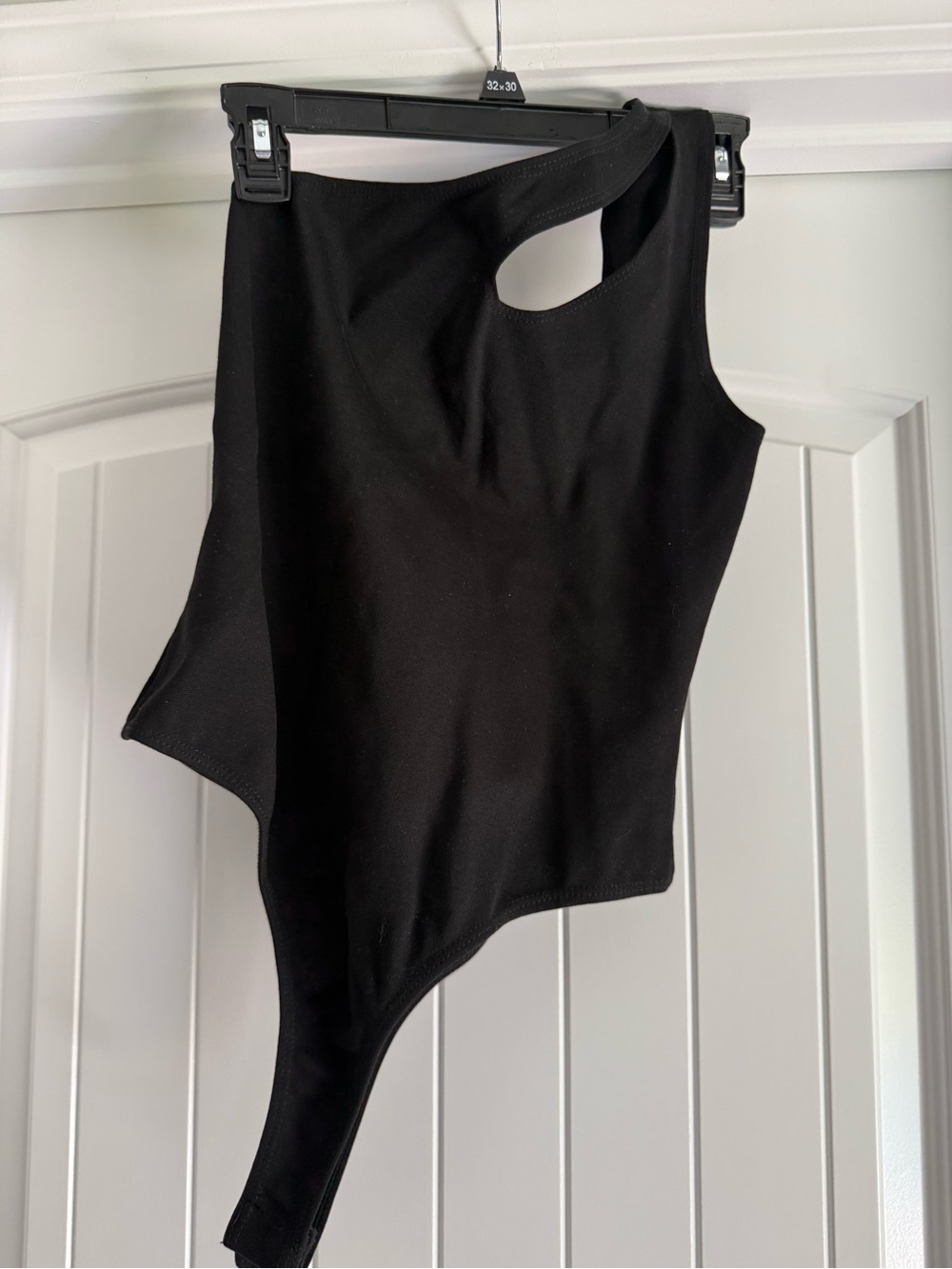 Black Asymmetric One-Shoulder Bodysuit - Women Tops